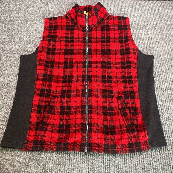 Chaps Red Plaid Vest Size XL - Picture 1 of 5